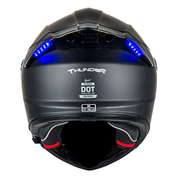 Con Ojos Led Para Luz Para Casco Moto Casco THUNDER Negro Mate